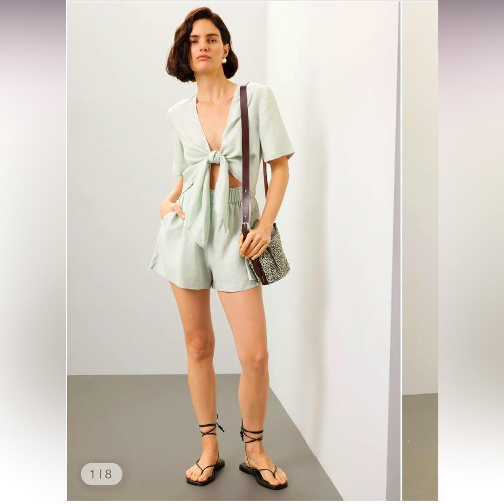Thakoon Mint Green Waist Tie Romper Size 6